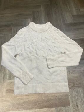 Charter Club Textured Mock Neck Cozy Knit Sweater Womens Medium White Preppy Y2K